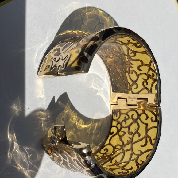 Angelique de Paris Gold over Sterling Silver & Resin Wide Bangle Bracelet - Picture 10 of 11